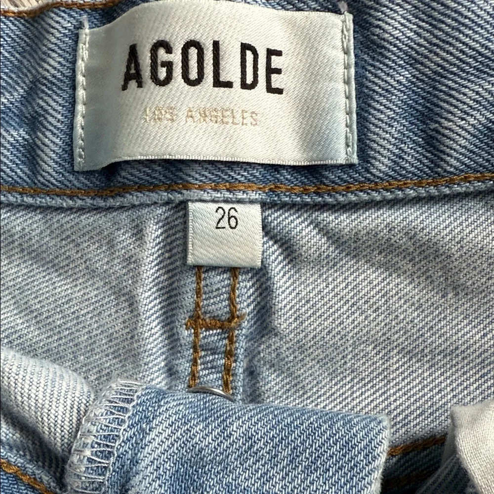 Agolde Women's Frayed Hem Jean Shorts - Light Blue - Picture 3 of 4